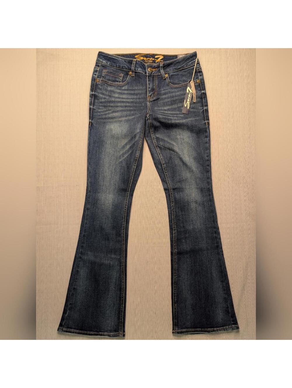 NWT Seven7 Jeans Womens Blue Bootcut Embellished Rhinestone Pockets Size 6
